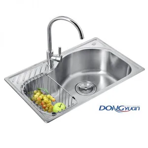 Guangdong Dongyuan Kitchenware 750×470×210mm POSCO SUS304 Stainless Steel Single Bowl Topmount Drawn Kitchen Sink (DY-510) thumbnail-1