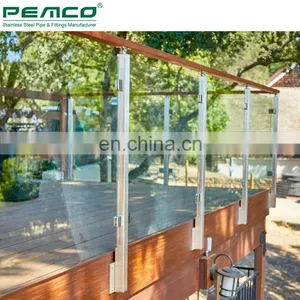 Deck Inox Square Side Mounted Glass Balustrade Balcony Stainless Steel Glass Railing Prices thumbnail-2