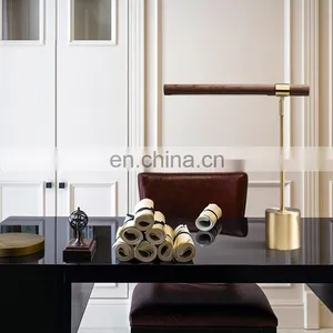 Amazon Hot Nordic Luxury Modern Bed Side Lamp Gold Metal Wooden Copper Table Lamp Decorative for Home Hotel thumbnail-4