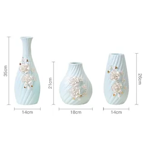 Modern Simple Fashion Elegant Hand Made Gild Blue Ceramic Vase For Living Room Decor thumbnail-5