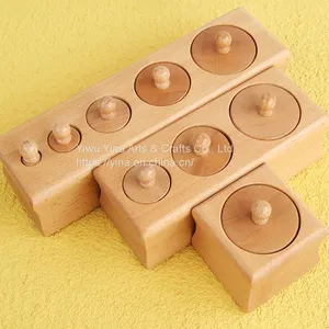 Knobbed Cylinder Montessori, Montessori Cylinders With Knobs Socket Montessori Materials Educational Toys (Set of Four) thumbnail-2