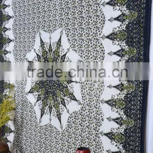 Indian Tapestry Cotton Green Floral Print Vintage Wall Hanging Tapestries Throw Mandala Print Bedsheet thumbnail-2