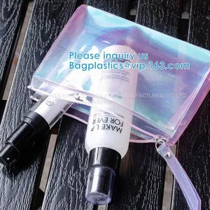 Biodegradable Custom Logo Travel Vinyl Waterproof Beach Zipper Cosmetic Bag TPU PVC Toilet Wash Bag thumbnail-5