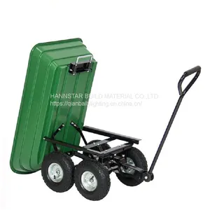Green Dump Cart Wagon Trailer With Four Wheels thumbnail-2