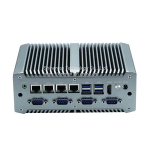Silver Aluminum Alloy Fanless Industrial Mini PC Intel Pentium 5405U 4x Gbe Ethernet/GPIO/6*COM WIN10/11/Linux Computer thumbnail-4