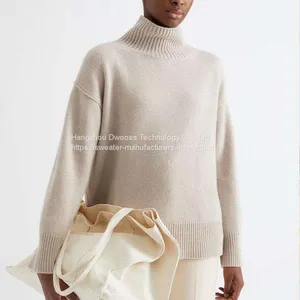 Manufacturers Custom Knit Turtleneck Cotton Wool Cashmere Sweater Women thumbnail-1