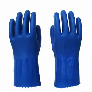 Chemical Resistant Long Cuff Anti Slip Sandy PVC Coated Gloves thumbnail-1