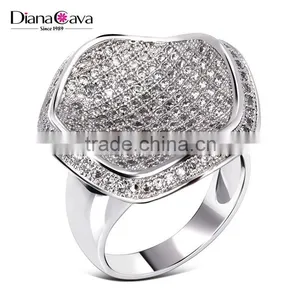 Unique Round Shape Party Cubic Zirconia Women Luxury CZ Jewelry Wedding Ring thumbnail-2
