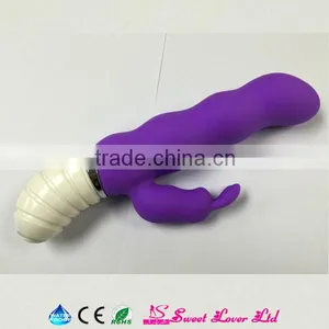 2016 New Sex Toys Hot Sexi Photo Image Purple Waterproof Double Rabbit Vibrator Free Vibrating Dildo for Women thumbnail-1