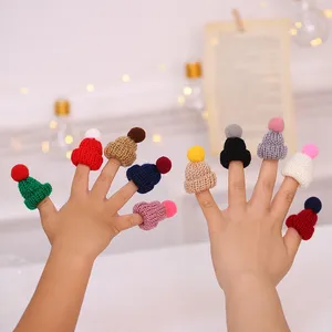10pcs Mini 20 Pcs Knitted Hat Set, Mixed Color Polyester Wool Yarn Doll Hats, Handcrafted for DIY Christmas Ornaments & Sewing Projects thumbnail-2
