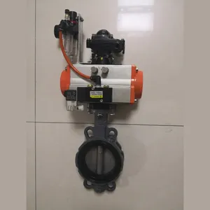 Compact Marine Wafer Pneumatic Butterfly Valve With Solenoid, Aluminum Body, GB/T3036-94 thumbnail-3
