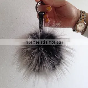 Fashion Popular Ladies Fur Ball Key Chain 100% Real Racoon Fur Keychains thumbnail-2