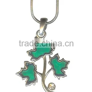 Maple Leaf Long Pendant Statement Neckalce Maple Leaf Shape Pendant Polished Maple Leaf Pendant thumbnail-1
