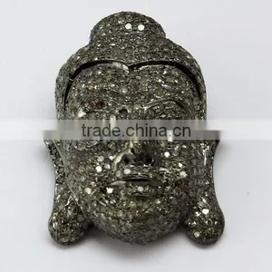 Lucky Buddha !! Blue Sapphire & Diamond 925 Sterling Silver Pendant, Silver Jewellery India thumbnail-2