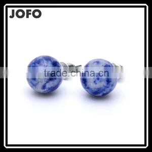 Round Shape Hot Natural Stone Stud Earrings SMJ0160 thumbnail-1