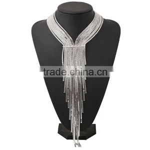 2016 New Design Luxury Statement Fashion Tassel Alloy Necklace For Women Collar thumbnail-3
