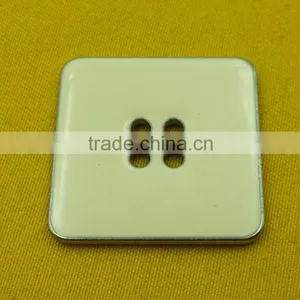 28mm Square Shape 4 Holes Metal Button With Cream Enamelled for Dress -- MS3361 thumbnail-2