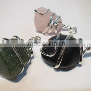 Assorted Tumble Wire Wrap Gemstone Pendant thumbnail-2