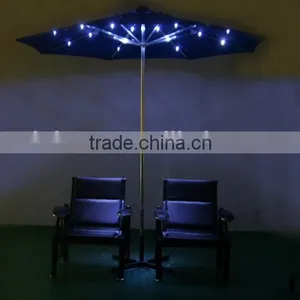 Leisure Outdoor Solar Patio Umbrella With 24 Led Lights Handle Crank and USB Charger thumbnail-1