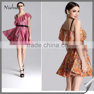 2015 Chiffon Fabric One Shoulder Latest Summer Dresses Fashion thumbnail-1
