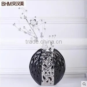Home Decor Interior Decorating Ceramic Vase Electroplated With Crystal Flower thumbnail-3