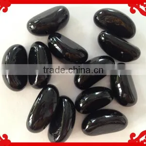 Black Colored Decorative Fire Pit Cashew Shape Glass Gems thumbnail-1