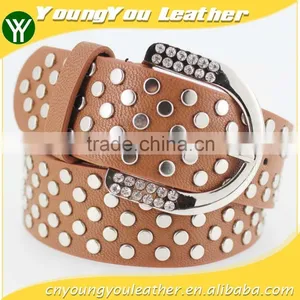 Women FULL Flat Metal Fashion PU Beaded Belts With Shiny Rhinestone Accessories for Jeans thumbnail-1
