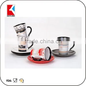 China Factory 12pcs Mix Color Glazed Coffee Cup Ceramic Tea Cup and Saucer Stands thumbnail-5