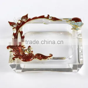 Crystal Ash Tray RORO Art-crystal & Enamel R-7625G thumbnail-1
