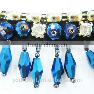 Navy Bead Mix Colored Clear Rhinestone Necklace thumbnail-3