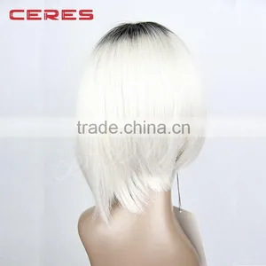 Black/White Two Tones Ombre Synthetic Wig, Fashion Heat Resistant Lace Front Bob Style Wig thumbnail-5