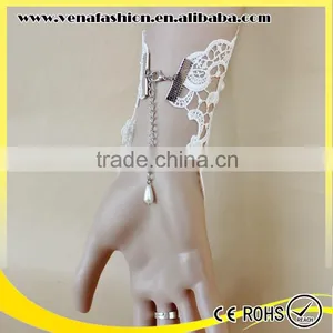 White Pearl Slave Bride Braclet, Pearl Lace Bracelet thumbnail-2