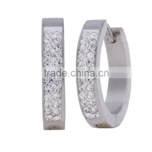 New Unisex Crystal Surgical Stainless Steel Huggie Earrings thumbnail-4