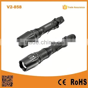 Hot Sale V2-858 18650 Battery Rechargeable Long Distance Torch Xm-l T6 Aluminum Led Flashlight Torch thumbnail-1