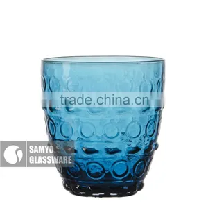 SAMYO Crafted Bule Machine Pressed Glass Cup With Circle Pattern thumbnail-4