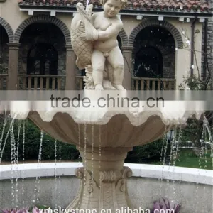 Popular Chinese Granite Yellow Stone Kid Fountain Figure Stone Carve For Outdoor thumbnail-1