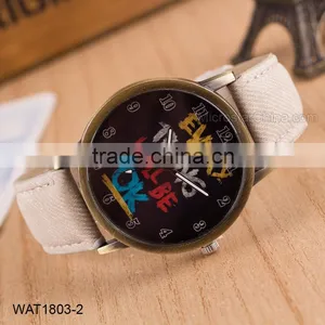 New Handmade Dial Denim Canvas Strap Wrist Watch thumbnail-3