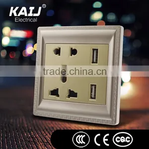 Difference Decorative Design PC Material Wall Mounted Multi Function Socket With 2 Usb Port thumbnail-5