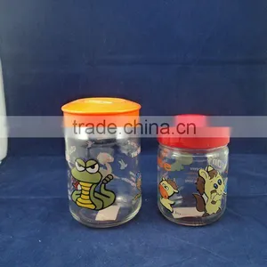 Custom Logo Printing Glass Jars, Plastic Cap Glass Sugar Jar thumbnail-1