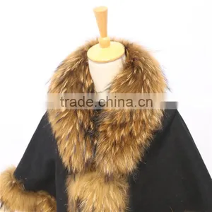 New Fashion Cashmere Raccoon Fur Cape Wholesale Superhero Cape thumbnail-5