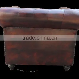 Leather Chesterfields 1 Seater Dark Brown Colour Sofa thumbnail-6