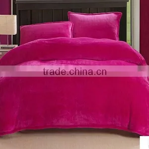 2014 Wholesale Popular Thick Polyester Bright Plain Color Flannel Blanket and Pillow Case thumbnail-1