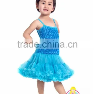 Summer Fashion Rosette Pettidress Fancy Design and Top Quality Birthday Party Dress for 0-3 Years Old Baby Girl thumbnail-4
