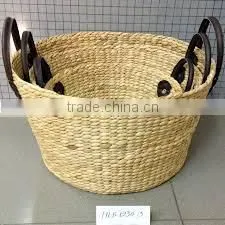 Set of 3 Water Hyacinth Oval Shape Baskets thumbnail-1