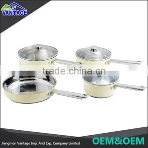 Wholesale High Quality 7pcs Mirror Polish Non-stick Stainless Steel Cookware With Glass Lid thumbnail-3