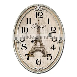 Oval Shape Wooden Wall Clock MDF Wall Clock Vintage Wall Clock Wholesale thumbnail-1