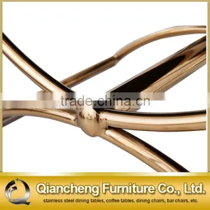 White Velvet Leisure Chair With Bent Rose Golden Stainless Steel Base thumbnail-6