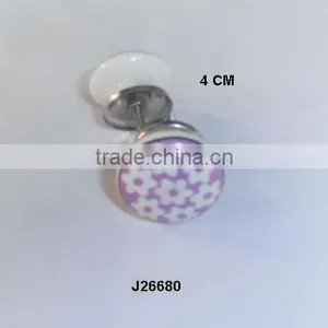 Purple With White Flower Hand Painted Ceramic Knob Available in Other Colour and Patterns thumbnail-1