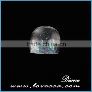 Colorful Clear Glass Resin Band Real Dried Flower Finger Ring thumbnail-4