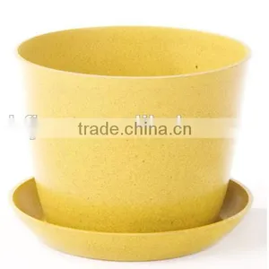 Pro-environment Compostable Candy Cloured Bamboo Fiber Planters & Flower Pot With Tray thumbnail-1